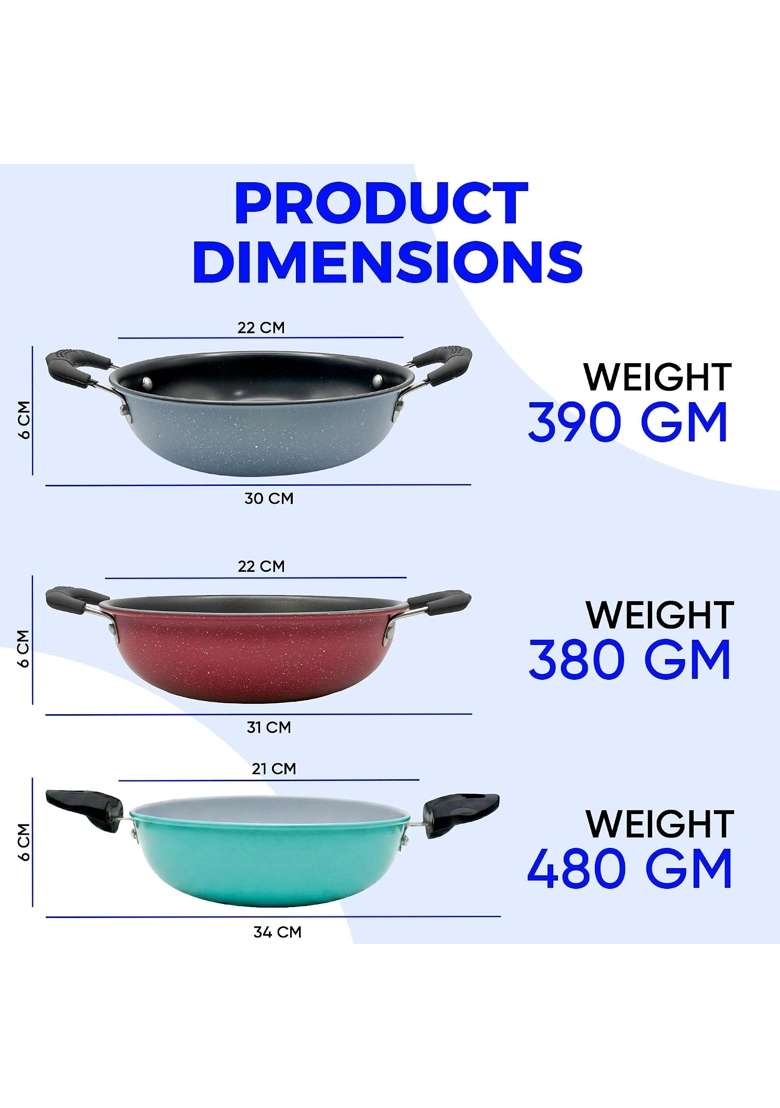 DOZY 5-Piece Iron-Rich Nonstick Cookware Combo Set Induction Bottom Non-Stick Coated - Indya