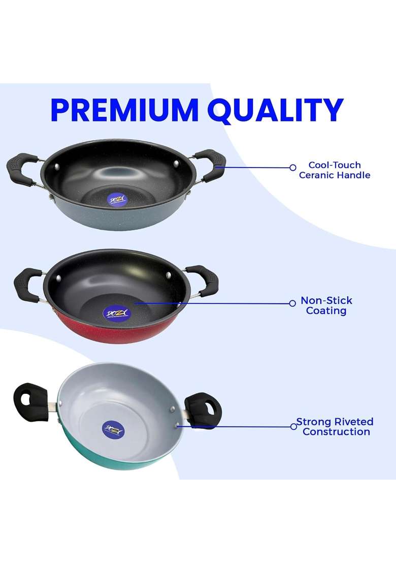 DOZY 5-Piece Iron-Rich Nonstick Cookware Combo Set Induction Bottom Non-Stick Coated - Indya
