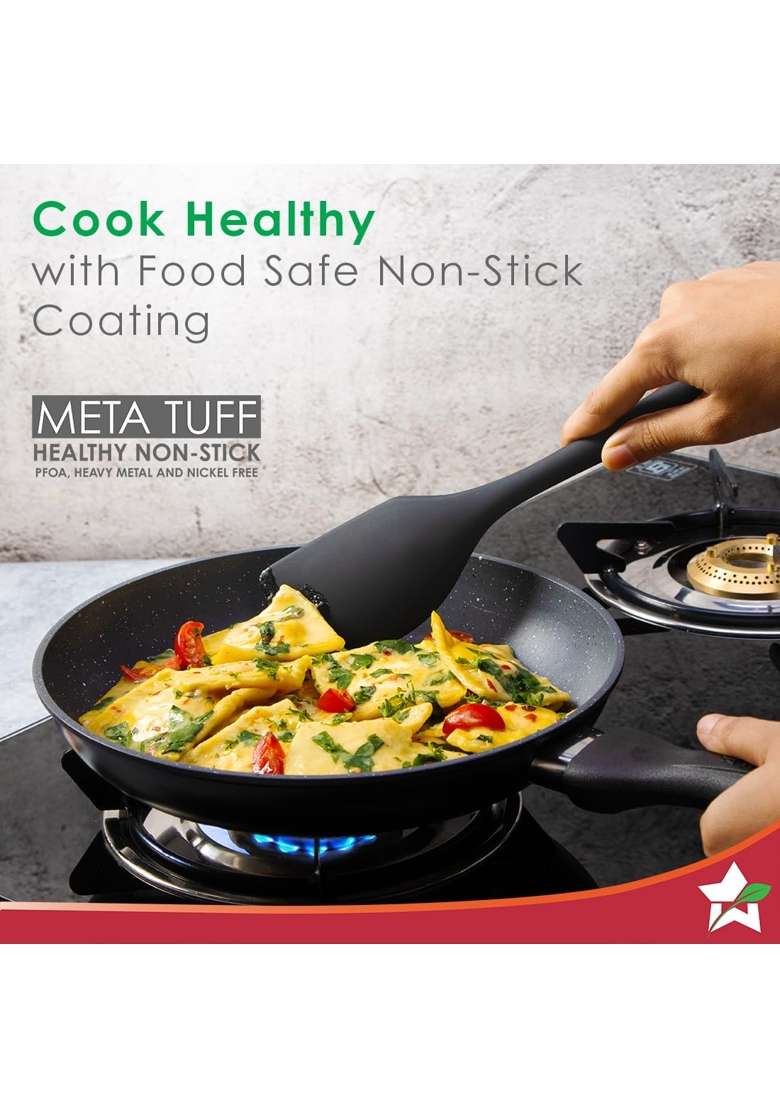 Wonderchef Duralite Die-Cast Non-Stick Pans Set | 1.2 L | 1.3 Qt | 24 cm | 9.4 Inch | 4-Piece Set | With Lid - Indya