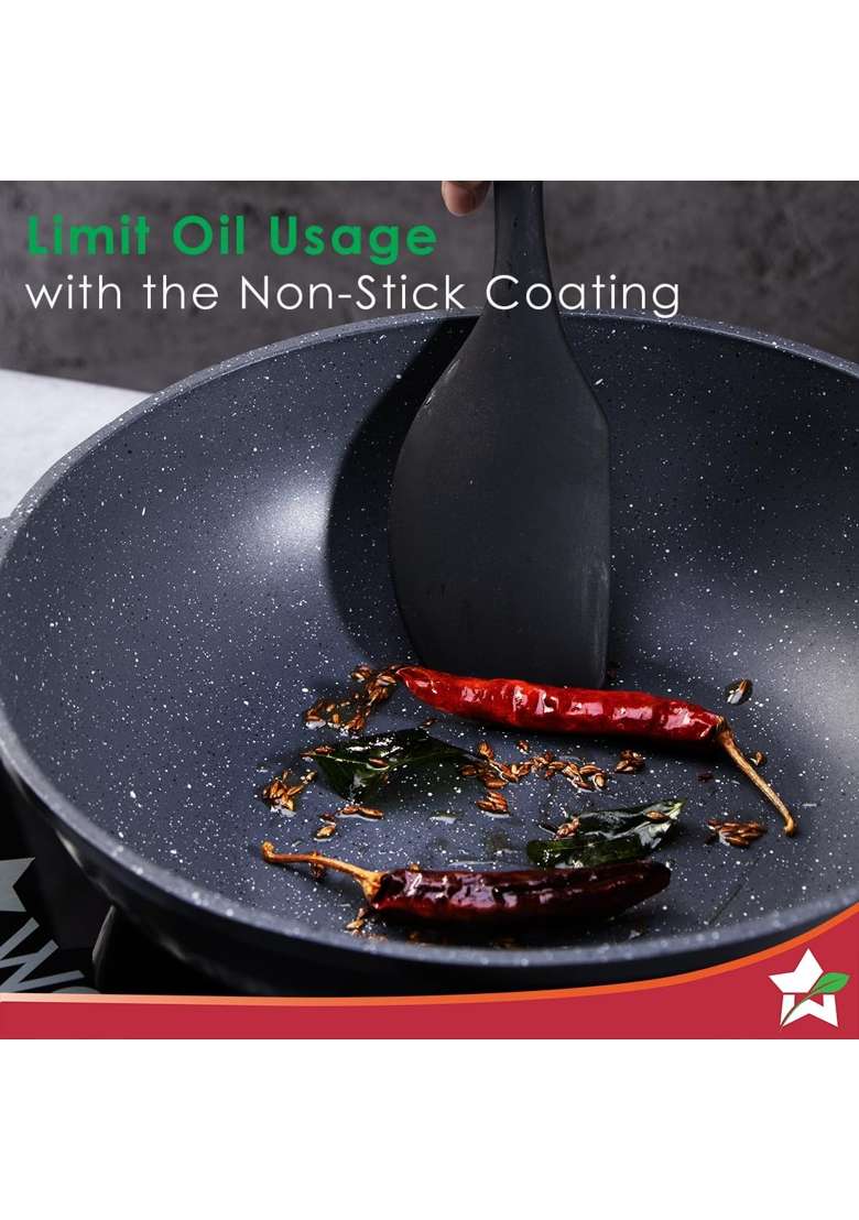 Wonderchef Duralite Die-Cast Non-Stick Pans Set | 1.2 L | 1.3 Qt | 24 cm | 9.4 Inch | 4-Piece Set | With Lid - Indya