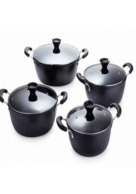 Drumstone 4-Piece Non-Stick Cookware Set with Glass Lids | With Lid