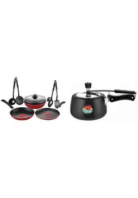 Pigeon By Stovekraft Hard Anodised Aluminium Inner Lid Cooker | 3 L | 3.2 Qt | 8-Piece Set | Induction Compatible | Non-Stick