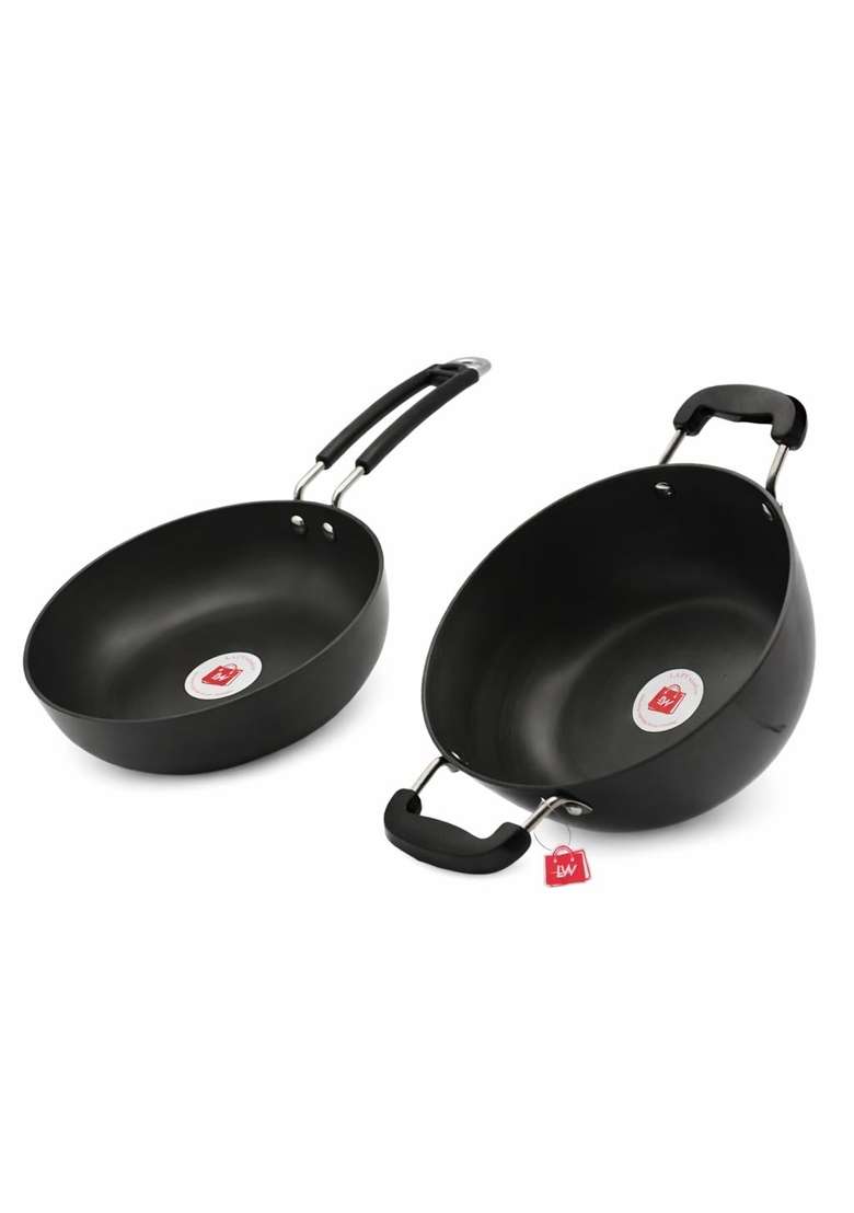 LAZYwindow Hard Anodised Cookware Set | 1.5 L | 1.6 Qt | Pack of 2 - Indya