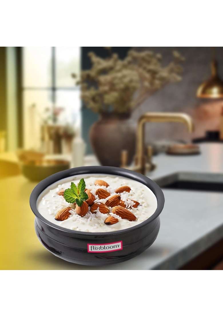 FLIXBLOOM Special Hard Anodised Induction Base Cookware LPG Friendly | 3 L | 3.2 Qt | Dishwasher Safe | Food Safe - Indya