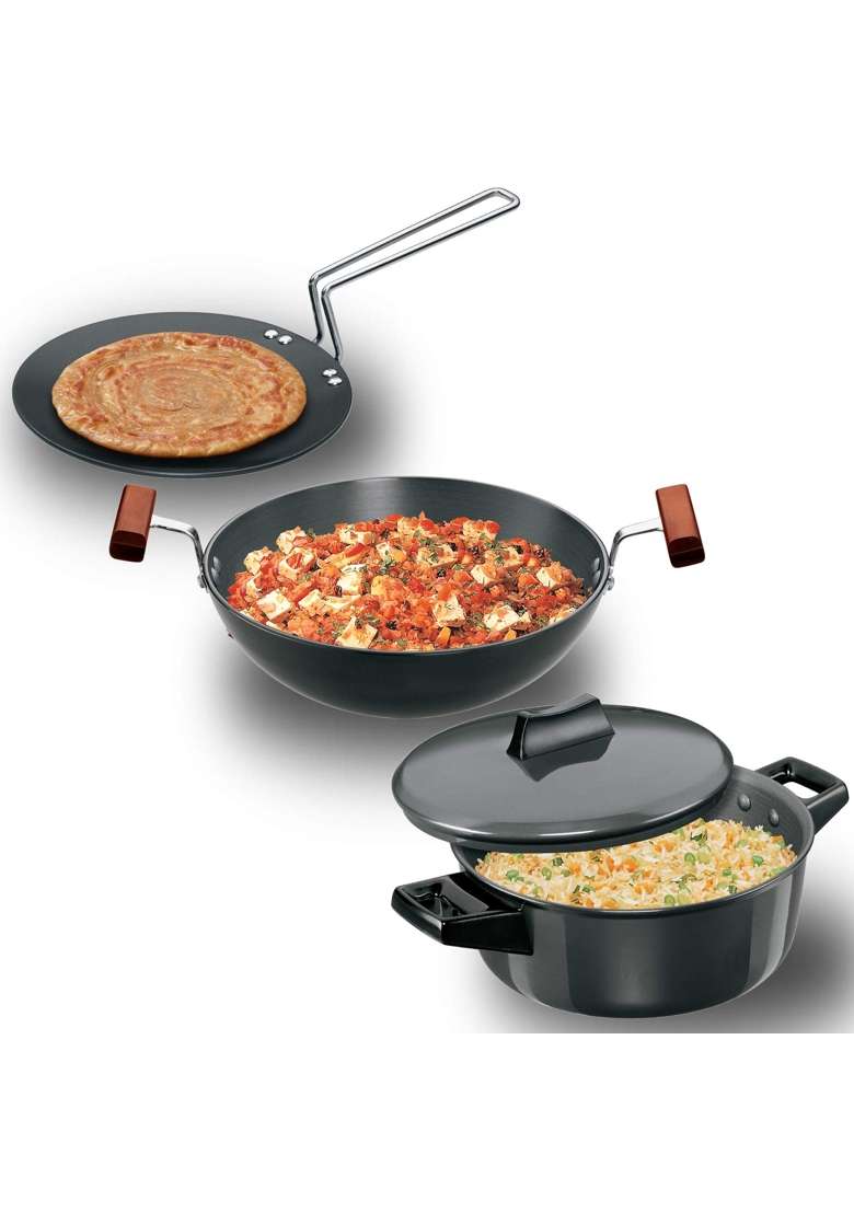 Hawkins Futura Hard Anodised Cookware | 3 L | 3.2 Qt | 4-Piece Set - Indya