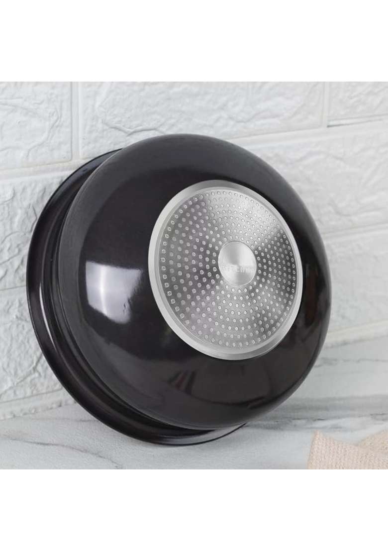 FLIXBLOOM Frontier Black Hard Anodised Induction Base LPG Gas Stove Friendly Deep Kitchen | 3 L | 3.2 Qt | With Lid - Indya