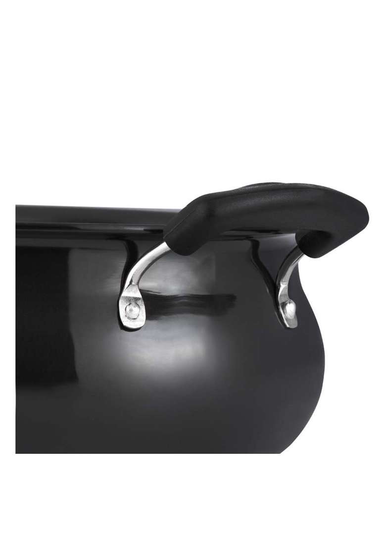 FLIXBLOOM Mega Edge Black Hard Anodised Induction Base Gravy Biryani Handi Biryani Pot for Cooking | 5 L | 5.3 Qt | With Lid - Indya