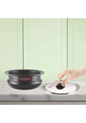 FLIXBLOOM Classy Black Hard Anodised Induction Bottom LPG Gas Stove Friendly Kitchen | 3 L | 3.2 Qt | With Lid