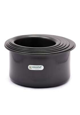 coconut Hard Anodised Tope Cook Pot | 1 L | 1.1 Qt | 6-Piece Set | Induction Compatible