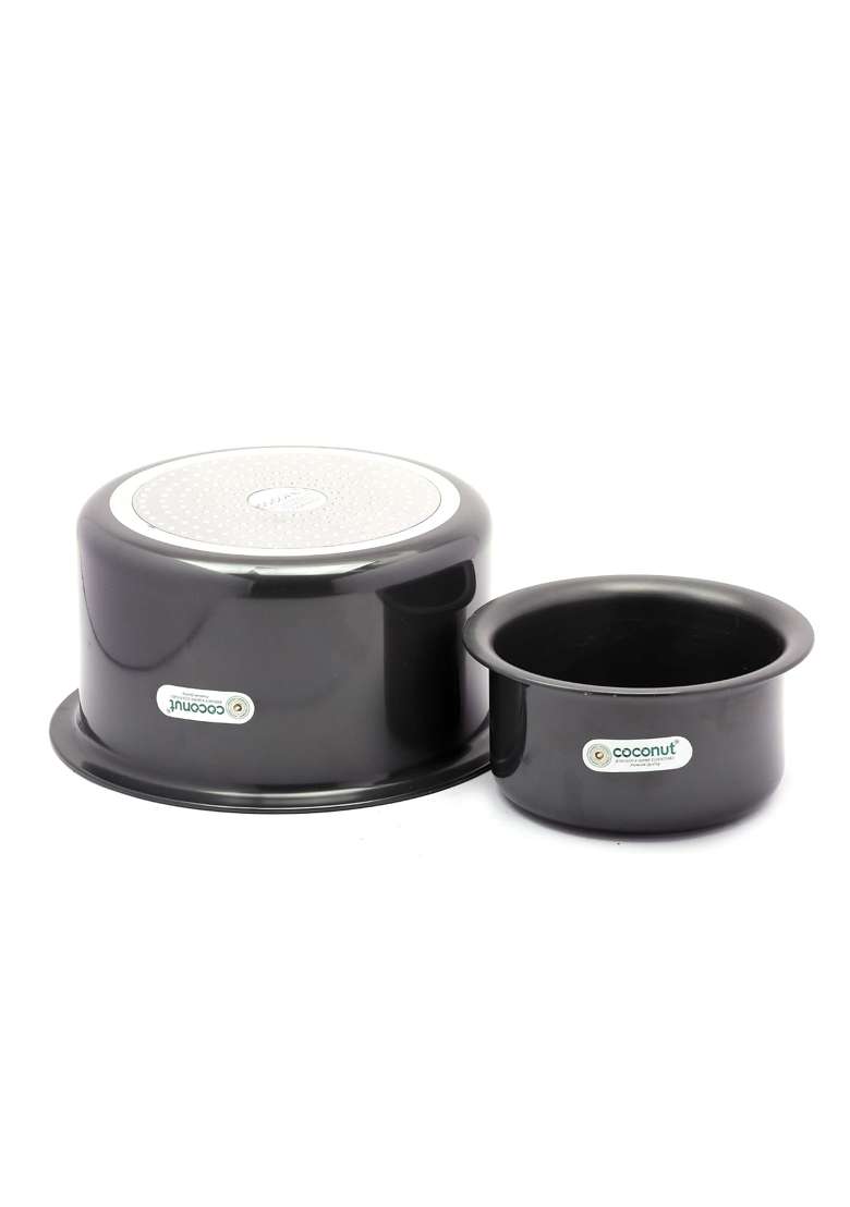 coconut Hard Anodised Tope Cook Pot | 1 L | 1.1 Qt | 6-Piece Set | Induction Compatible - Indya