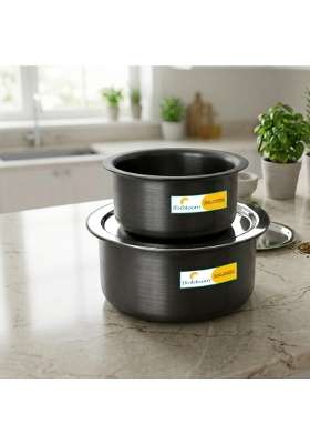 FLIXBLOOM Centric Hard Anodized Kitchen Cookware Thick Gauge Induction Base and LPG | 3.5 L | 3.7 Qt | With Lid