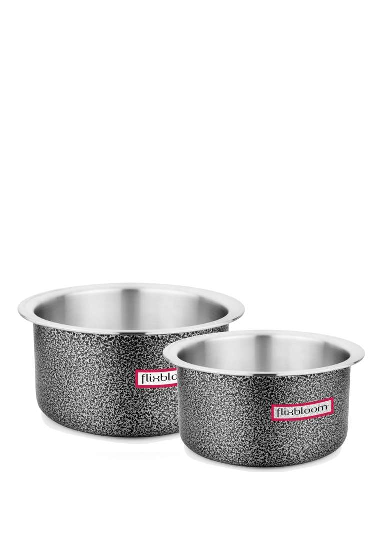 FLIXBLOOM Cosmic Black Hard Anodised Induction Base and Stove Friendly Cookware | 2 L | 2.1 Qt - Indya