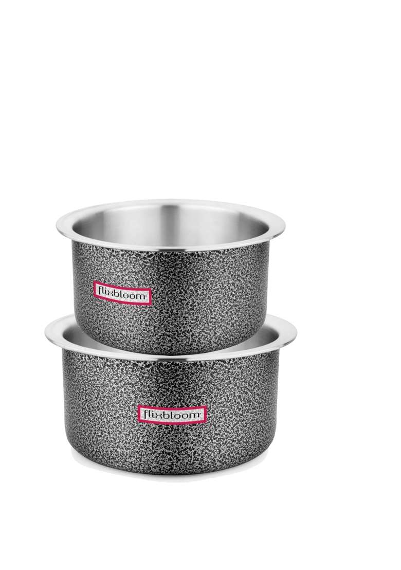 FLIXBLOOM Cosmic Black Hard Anodised Induction Base and Stove Friendly Cookware | 2 L | 2.1 Qt - Indya