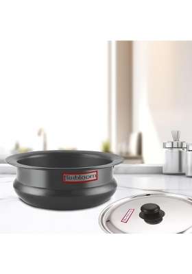 FLIXBLOOM Suited Kitchen Black Hard Anodised Thick Guage Induction Base Cookware | 3 L | 3.2 Qt | With Lid