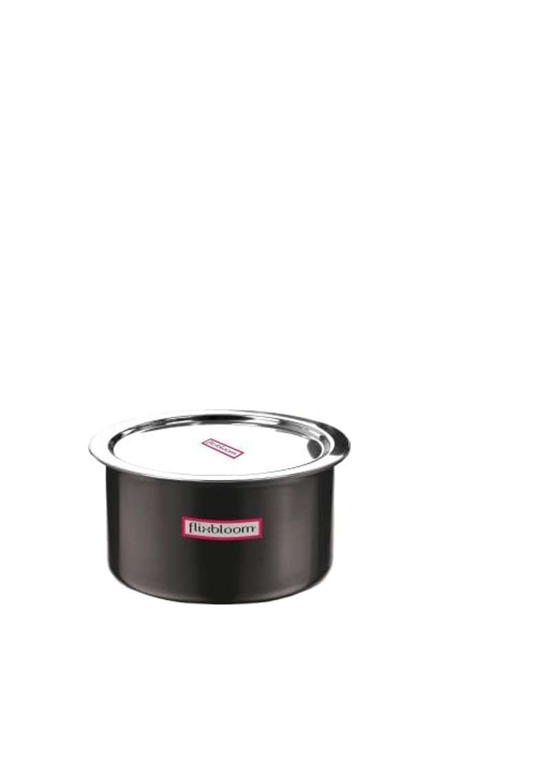 FLIXBLOOM Ebon Black Hard Anodised Induction Bottom | 4 L | 4.2 Qt | With Lid - Indya