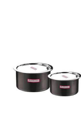 FLIXBLOOM Ebon Black Combo Hard Anodised Induction Bottom | 2 L | 2.1 Qt | With Lid