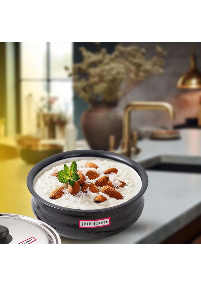 FLIXBLOOM Topmost Kitchen Cookware Set Induction Base and LPG Gas Compatible Deep Cooking | 1 L | 1.1 Qt - Indya