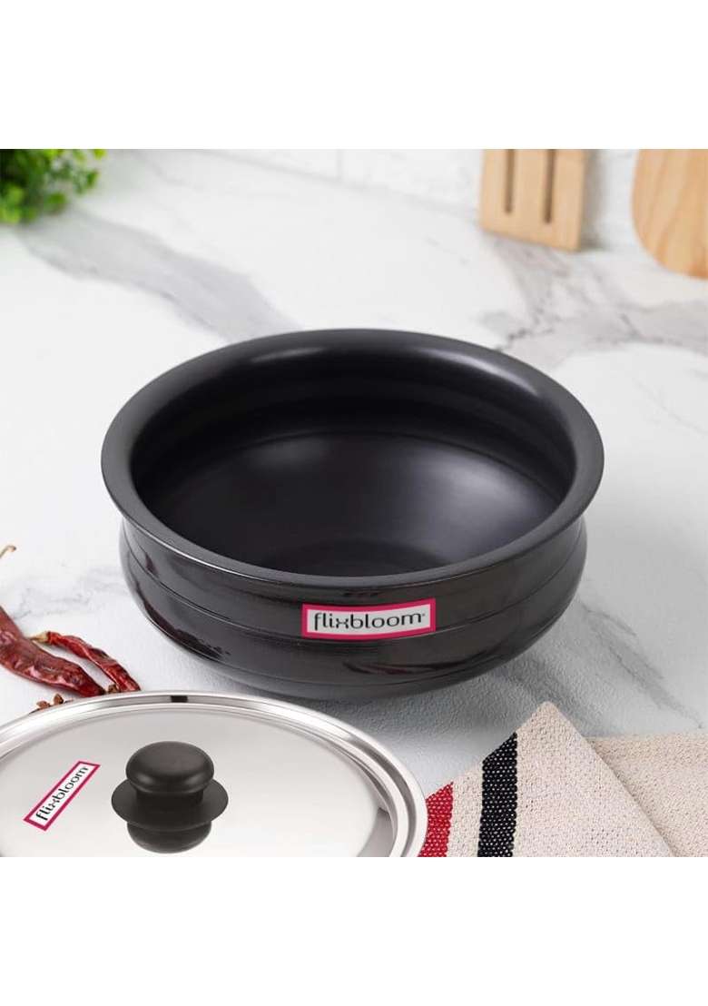 FLIXBLOOM Topmost Kitchen Cookware Set Induction Base and LPG Gas Compatible Deep Cooking | 1 L | 1.1 Qt - Indya