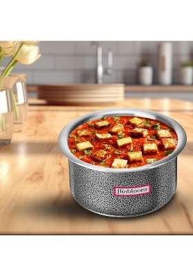FLIXBLOOM Imperial Hammertone Black Hard Anodised Multipurpose Induction Base and LPG Gas | 5 L | 5.3 Qt