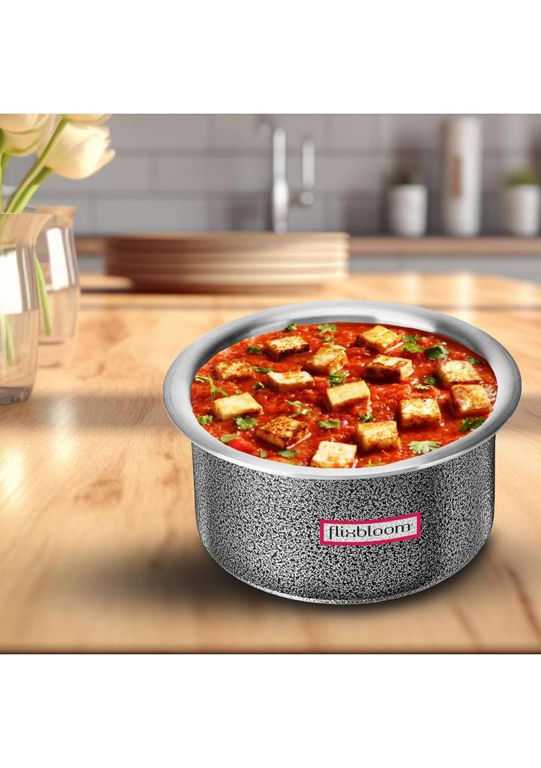 FLIXBLOOM Imperial Hammertone Black Hard Anodised Multipurpose Induction Base and LPG Gas | 5 L | 5.3 Qt - Indya