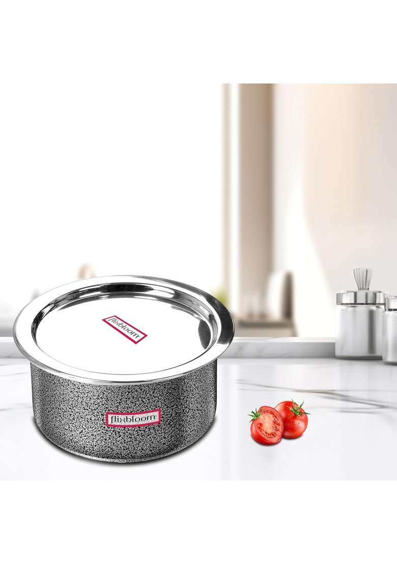 FLIXBLOOM Popular Kitchen Cookware Tope with Lid Hard Anodised Induction Bottom Pot | 5 L | 5.3 Qt - Indya