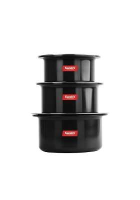 Sumeet Aluminium Anodized Tope Cooking Pot Set | 2.9 L | 3.1 Qt | 3-Piece Set
