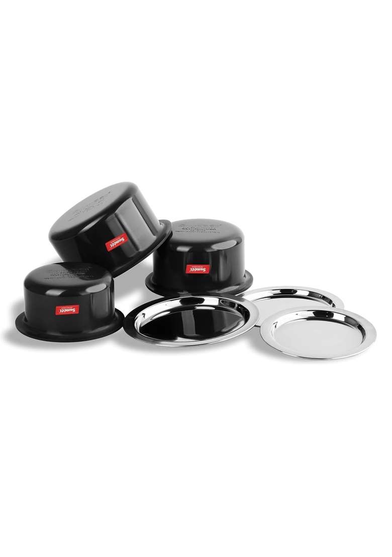 Sumeet Aluminium Anodized Tope Cooking Pot Set | 2.9 L | 3.1 Qt | 3-Piece Set - Indya
