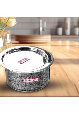 FLIXBLOOM Imperial Hammertone Black Hard Anodised Multipurpose Induction Base and LPG Gas | 1.5 L | 1.6 Qt | With Lid
