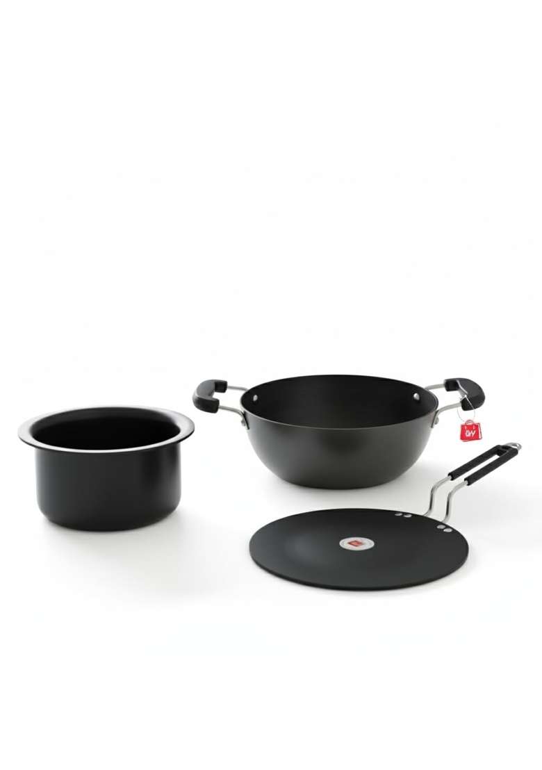 LAZYwindow Hard Anodised Induction Base Cookware Set - Indya