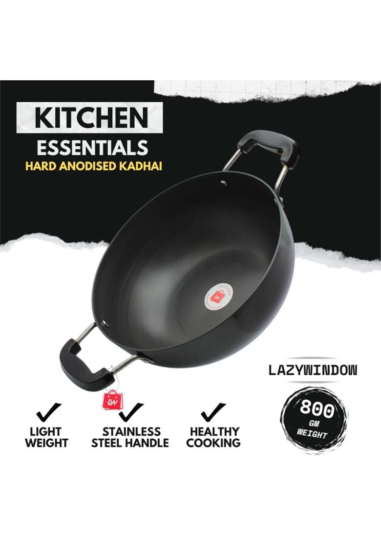 LAZYwindow Hard Anodised Induction Base Cookware Set - Indya