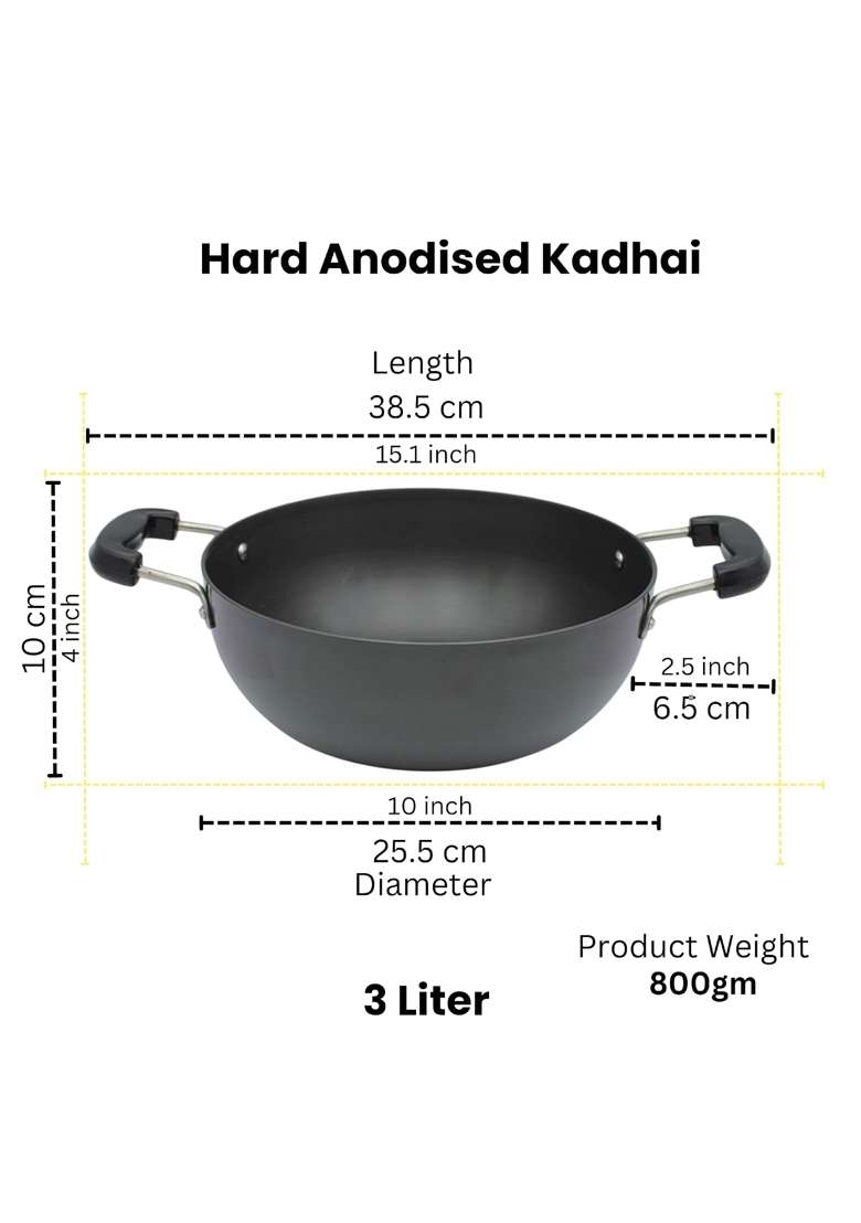 LAZYwindow Hard Anodised Induction Base Cookware Set - Indya
