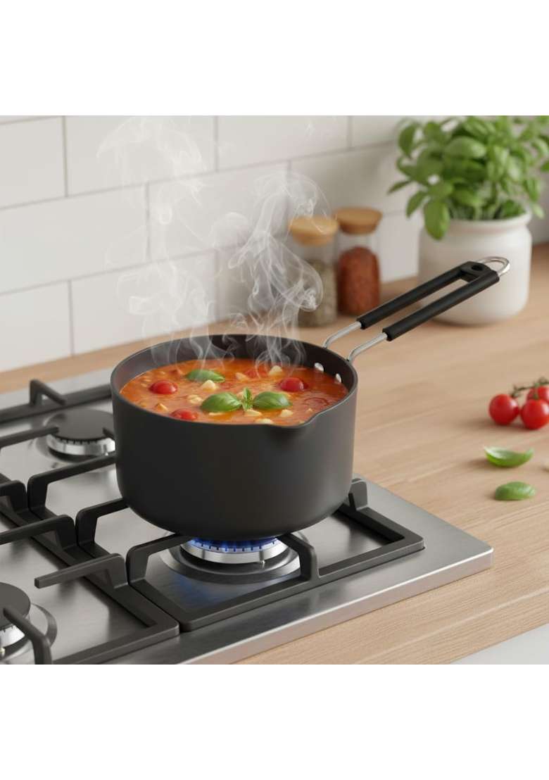 LAZYwindow Hard Anodised Sauce Pan and Kadhai Wok Set | Pack of 2 - Indya