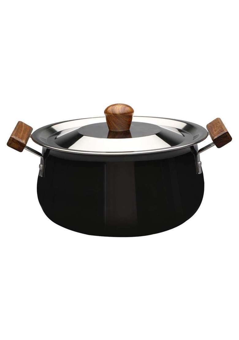 Wonderchef Ebony Hard Anodized Non-Stick Biryani Handi Biryani Pot with Lid | 5 L | 5.3 Qt - Indya