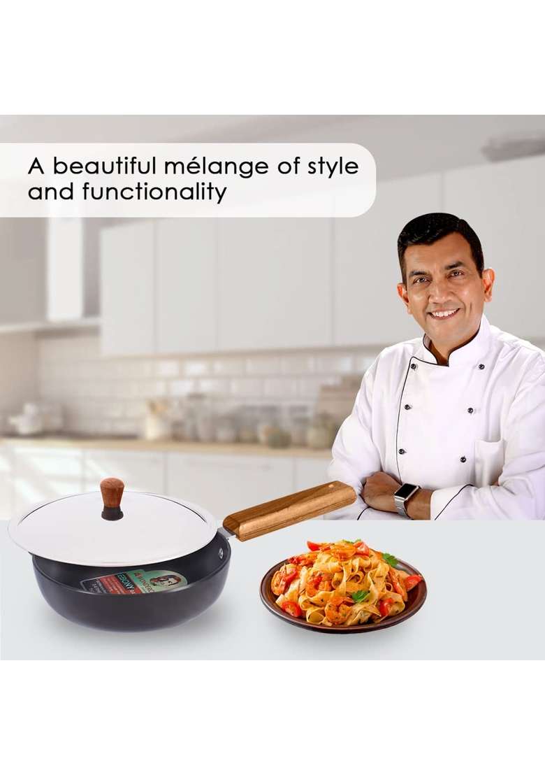Wonderchef Ebony Hard Anodized Non-Stick Biryani Handi Biryani Pot with Lid | 5 L | 5.3 Qt - Indya