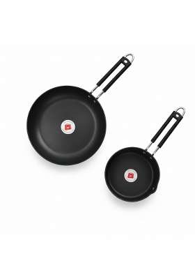 LAZYwindow Hard Anodised Set Sauce Pan and Fry Pan | 1.5 L | 1.6 Qt | Pack of 2