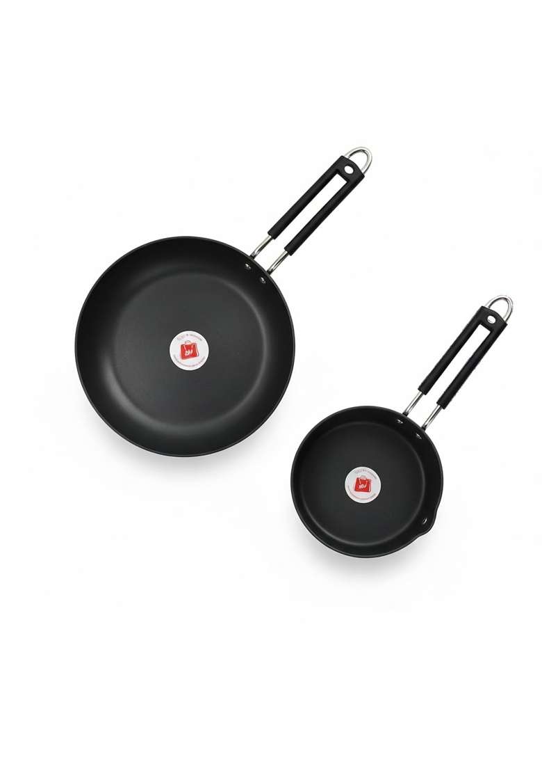 LAZYwindow Hard Anodised Set Sauce Pan and Fry Pan | 1.5 L | 1.6 Qt | Pack of 2 - Indya