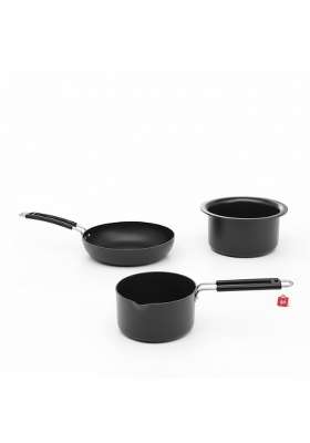 LAZYwindow Hard Anodised Set Sauce Pan | Pack of 3
