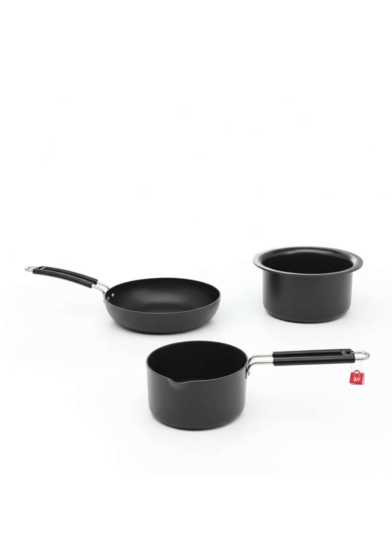 LAZYwindow Hard Anodised Set Sauce Pan | Pack of 3 - Indya