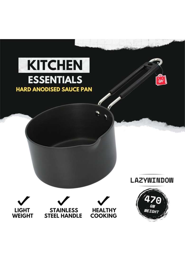 LAZYwindow Hard Anodised Set Sauce Pan | Pack of 3 - Indya