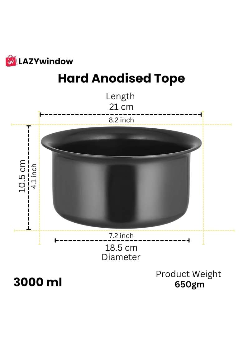 LAZYwindow Hard Anodised Set Sauce Pan | Pack of 3 - Indya