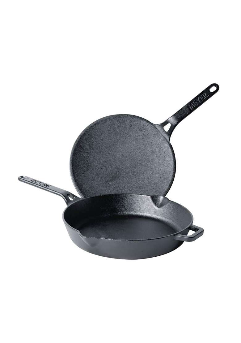 Meyer Pre-Seasoned Cast Iron Cookware Set | 26 cm | 10.2 Inch | 2-Piece Set - Indya