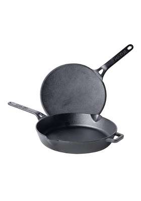 Meyer Pre-Seasoned Cast Iron Cookware Set | 26 cm | 10.2 Inch | 2-Piece Set
