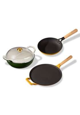 CUMIN CO. Wedding Collection Enamel Cast Iron Cookware Set | 3-Piece Set | Induction Compatible | Non-Toxic