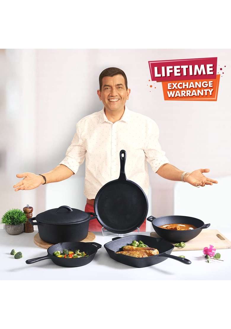 Wonderchef Forza Pre Seasoned Cast Iron Fry Pan | 19 cm | 7.5 Inch - Indya