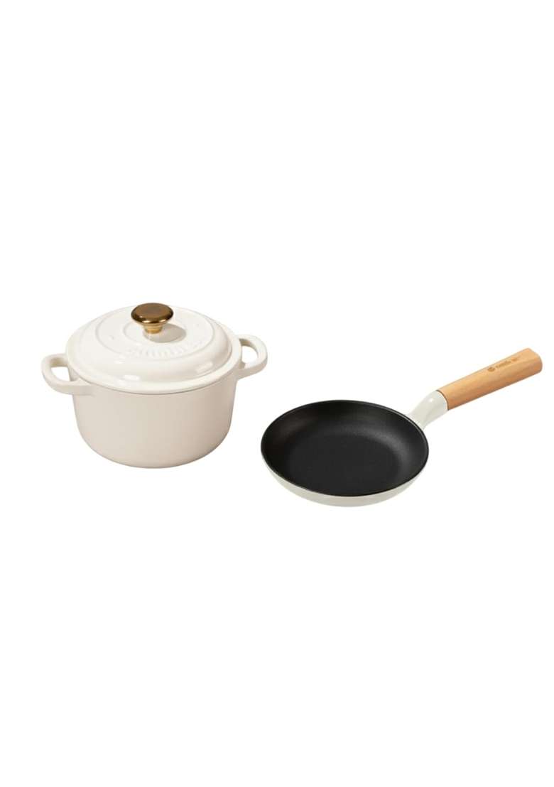 CUMIN CO. Cast Iron Cookware Fry Pan and Dutch Oven Set | 16 cm | 6.3 Inch | Induction Compatible | Non-Toxic | With Lid | Rust Resistant - Indya