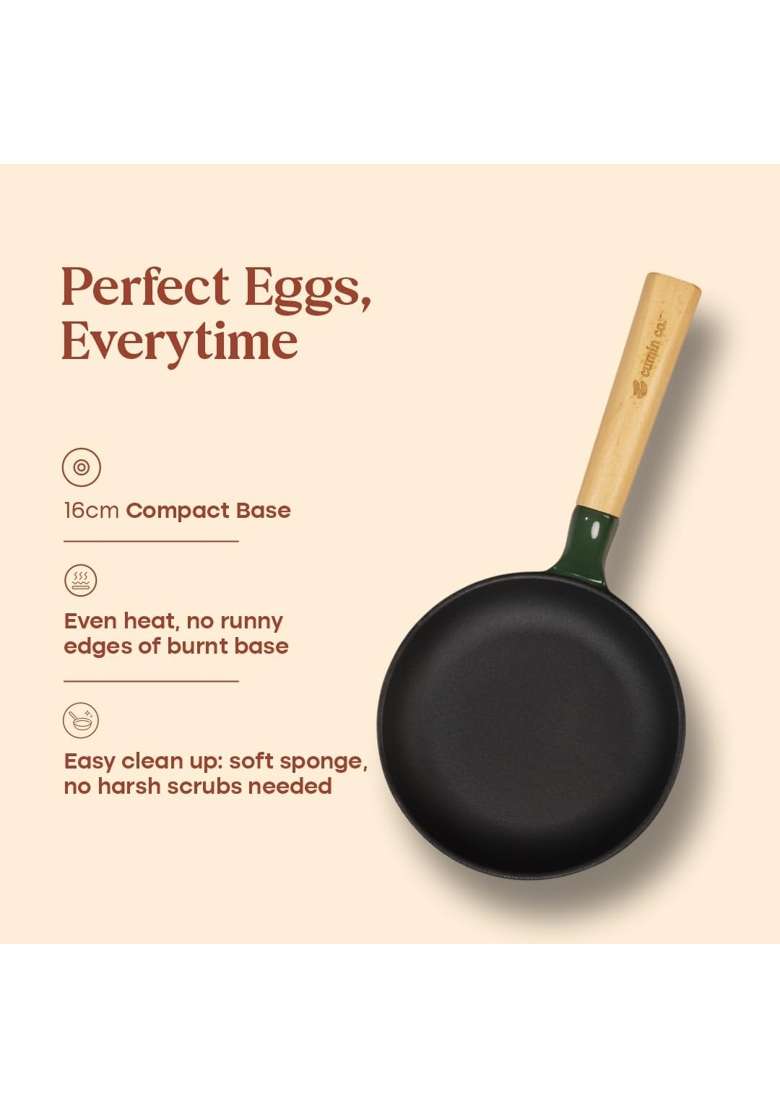 CUMIN CO. Cast Iron Cookware Fry Pan and Dutch Oven Set | 16 cm | 6.3 Inch | Induction Compatible | Non-Toxic | With Lid | Rust Resistant - Indya