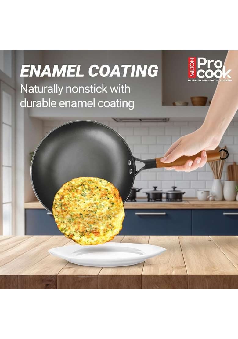 MILTON Pro cook Induction Cookware and Gas Stove Friendly Cast Iron Fry Pan | 26 cm | 10.2 Inch | Dishwasher Safe | PFOA Free - Indya