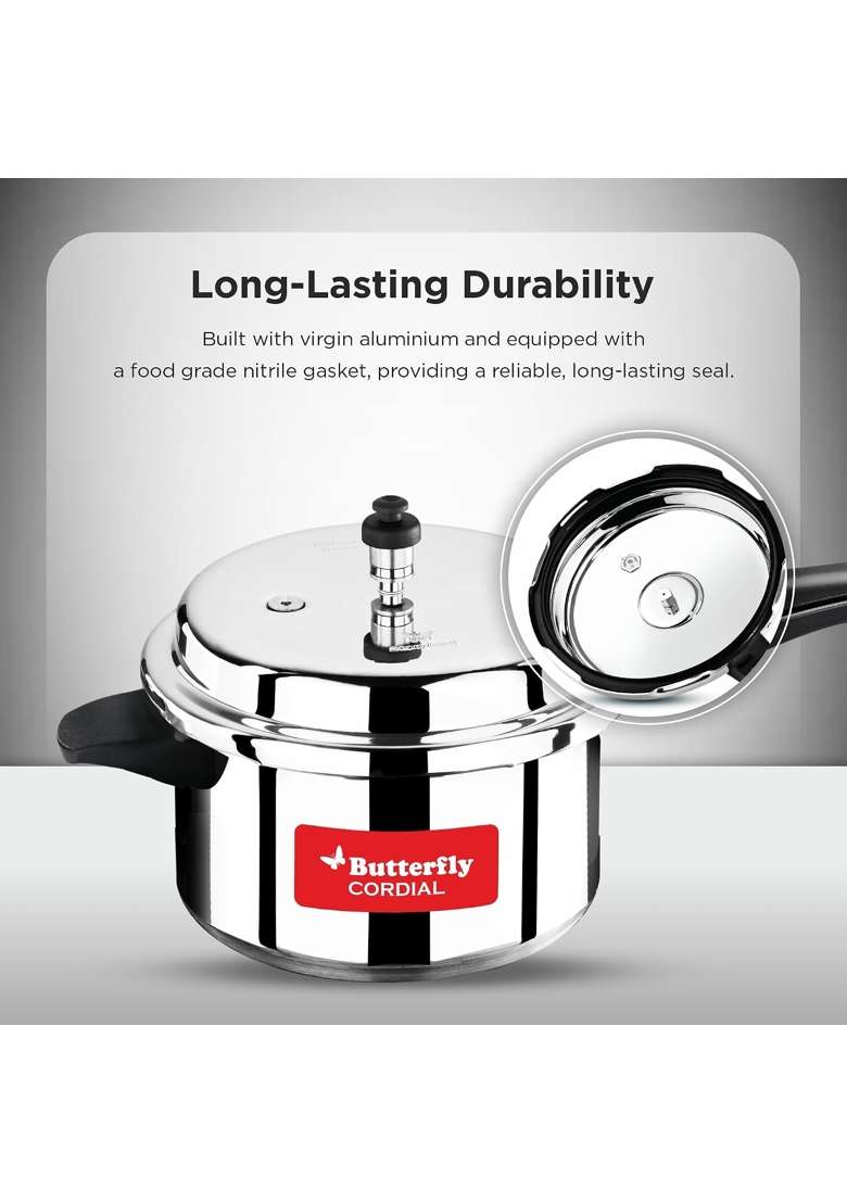 Butterfly Cordial and Pressure Cookers | 2 L | 2.1 Qt | Induction Compatible | Food Safe - Indya