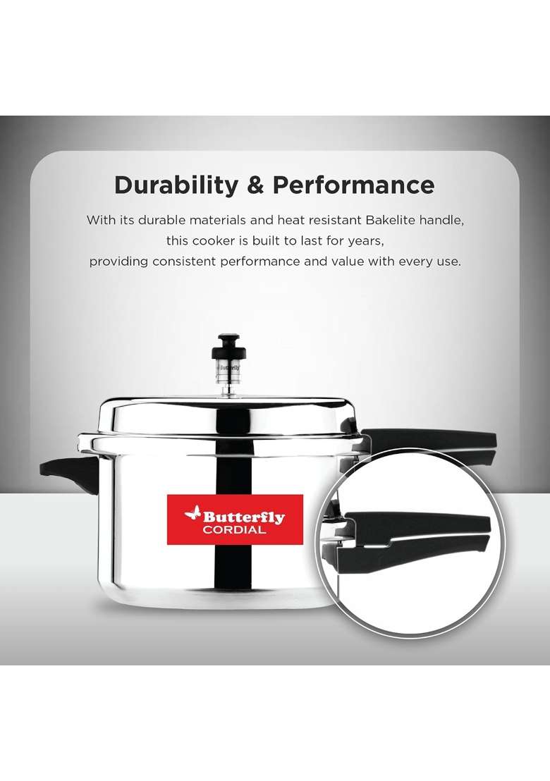 Butterfly Cordial and Pressure Cookers | 2 L | 2.1 Qt | Induction Compatible | Food Safe - Indya