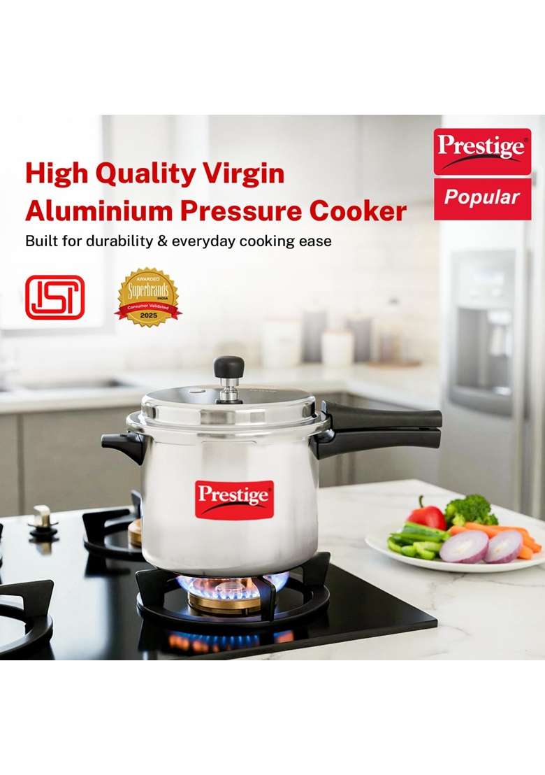 Prestige Aluminium Popular Outerlid Pressure Cooker | 5 L | 5.3 Qt - Indya